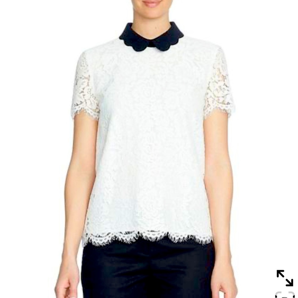 CeCe. lace and collar top XS 🖤🤍
